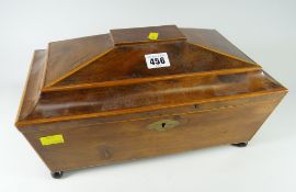 A good antique sarcophagus shaped writing box with two-layer interior Condition Report: please