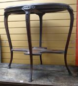 Mahogany oval two-tier occasional table with splay feet & carved monkey face decoration Condition