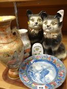Pair of Staffordshire cats, Oriental pottery ETC Condition Report: please request* *Condition is not