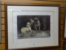 A framed canine print entitled 'Othello & Desdemona' engraved by RICHARD JOSEY after a painting by