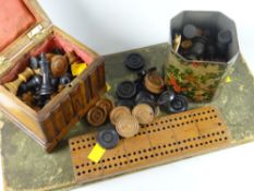 Parcel of vintage board games to include Jerusalem box containing vintage chess pieces, vintage