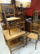 A good mid-century two-tier square table & three vintage chairs Condition Report: please request* *