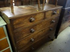 An antique chest of three long & two short drawers together with a press cupboard (distressed)