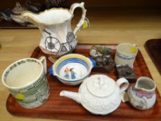 A decorated Staffordshire jug, a Quimper twin-handled dish ETC Condition Report: please request* *
