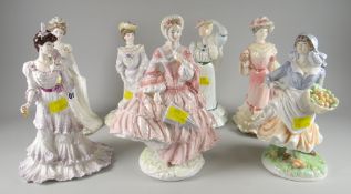 Five Coalport figurines & two Royal Worcester similar Condition Report: please request* *Condition