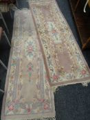 Two Chinese washed woollen rugs Condition Report: please request* *Condition is not stated in this