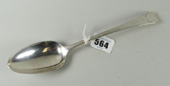 Eighteenth century silver English patterned table spoon with bright cut decoration with engraved