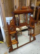 A pair of painted flower decorated mirrors, a large oak framed mirror & two prints Condition Report: