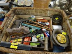 A basket containing a parcel of home office items, pencils, stationery ETC Condition Report: