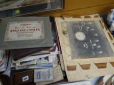 A parcel of ephemera, vintage card games, motorist's map & a vintage black and white photograph of a