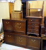 G-Plan low sideboard together with a similar cupboard, reproduction mahogany hi-fi cabinet & side