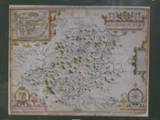 A framed CHRISTOPHER SAXTON / JOHN SPEED map of Montgomeryshire Condition Report: please request* *