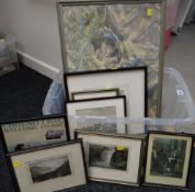 A parcel of topographical prints, old S4C framed advert, map ETC Condition Report: please