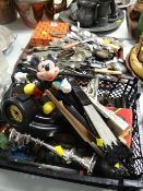 A quantity of mixed loose cutlery & a parcel of toys, ornaments ETC Condition Report: please