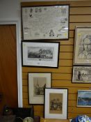 A framed SAMUEL & NATHANIEL BUCK print of the South West view of Llanthew Castle in the county of