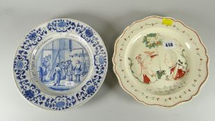 An interesting late eighteenth / early nineteenth century creamware dish with satirical illustration