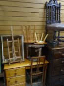 An antique carved chair, pine dressing table & sundry items of small furniture Condition Report: