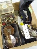 Box of assorted jewellery & other items to include jewellery box & contents to include hat pins,