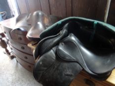 Three horse saddles & accessories Condition Report: please request* *Condition is not stated in this