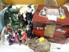 A collection of modern wizard figures & boxed Tudor Mint 'Myth & Magic' ornaments Condition