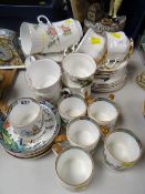 A quantity of Crown Staffordshire Chinese Willow coffee ware, Elizabethan Sweet Briar teaware ETC