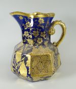 A nineteenth century Ironstone cobalt blue & gilt decorated jug Condition Report: please request* *