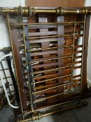 An antique brass bed end & a pair of painted metal bed ends & others Condition Report: please