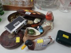 A parcel of ornaments, vintage tape measure, a set of pocket binoculars ETC Condition Report: please