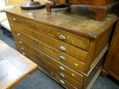 A good vintage oak six-drawer plan chest, 151 x 91 x 94cms Condition Report: please request* *