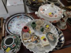 Parcel of mixed pottery & china including tureen, sponge-ware, Oriental, crested-ware ETC