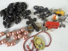 Parcel of small collectables including vintage Lesney London bus & rosary beads Condition Report: