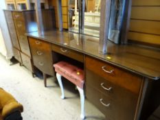 A mid-century Sutcliffe dressing table, a matching five-drawer chest & a non matching dressing table