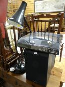 A Sony turn table, pair of Wharfedale speakers together with a black anglepoise lamp Condition