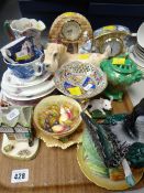 A parcel of pottery & porcelain ornaments including Aynsley Orchard Gold, an Allertons Gaudy Welsh-