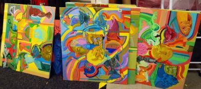 Approximately twenty semi-abstract colourful oils on board by JOHN CHERRINGTON Condition Report: