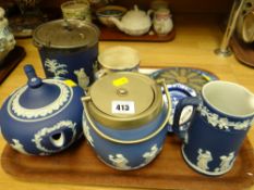 A parcel of blue & white pottery including Wedgwood Jasperware Condition Report: please request* *