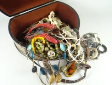 A modern reproduction jewellery box & costume beads Condition Report: please request* *Condition