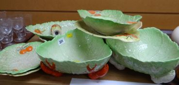 A parcel of Beswick green leaf pottery Condition Report: please request* *Condition is not stated in
