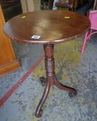 A good antique mahogany scroll tri-footed wine table Condition Report: please request* *Condition is