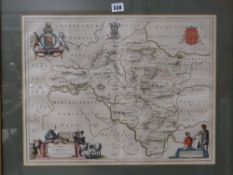 A coloured antiquarian JOHANNES BLAEU map of Radnoria Comitatus Condition Report: please request* *