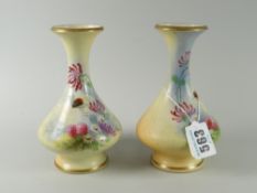 A pair of Locke & Co. Worcester vases hand painted with bees & flowers, both signed Lewis, printed