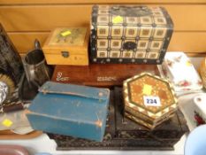 A collection of various boxes including antique mother-of-pearl inlaid rosewood sewing box Condition