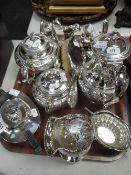 A good quality bright cut four-piece electroplate tea service & a parcel of various EPNS items ETC