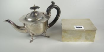 Silver batchelor teapot with composite handle and knop 12.3oz together with a silver-lined