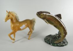 A Beswick trotting light brown foal & a Beswick trout Condition Report: please request via email.