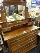 Early twentieth century mahogany mirror back dressing table chest of drawers