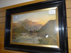 Coloured print AFTER ALRED DE BREANSKI - highland scene, framed & glazed