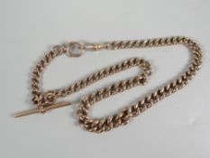 A 9ct yellow gold Albert chain with T-bar, 40.3grams Condition Report: please request via email.