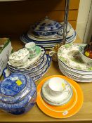 A large quantity of mixed English pottery including platters & tureen, plates ETC Condition