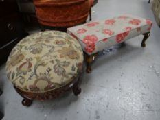 A Liberty oval tapestry foot stool & another Condition Report: please request via email. Condition